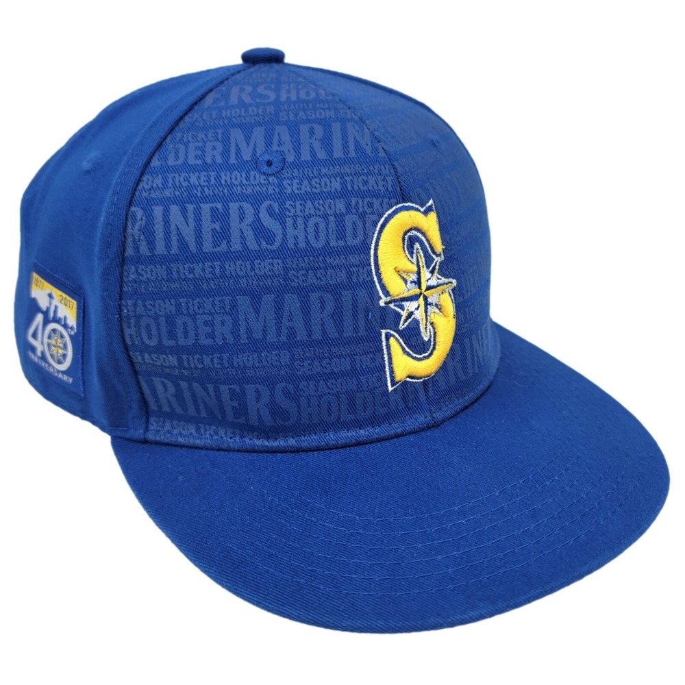 Seattle Mariners 40th Anniversary Snapback Hat Mens Blue Season Ticket Melonwear